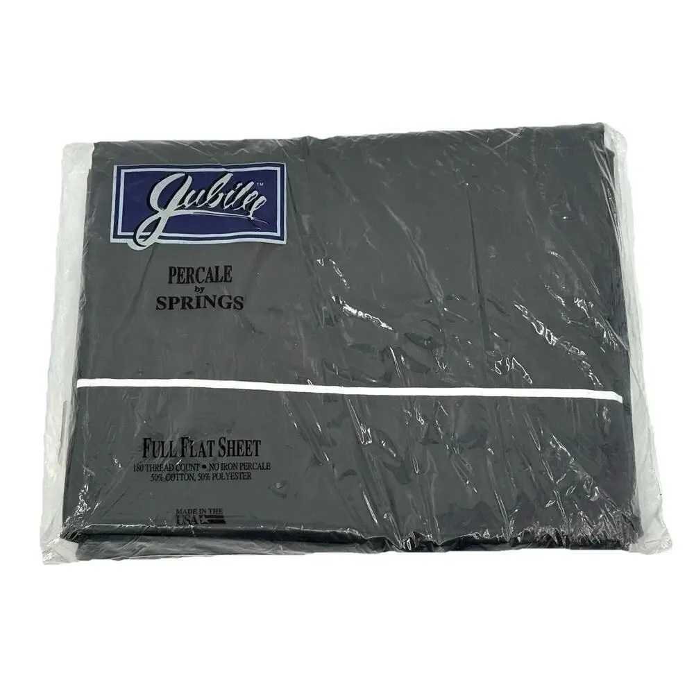 Jubilee FULL Flat Sheet 180 Thread Count BLACK Soft Percale Made in USA NIP